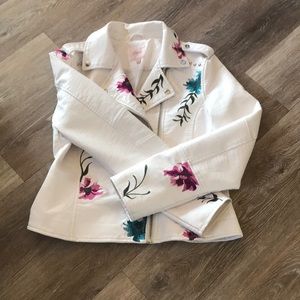 Candies - flower studded leather jacket